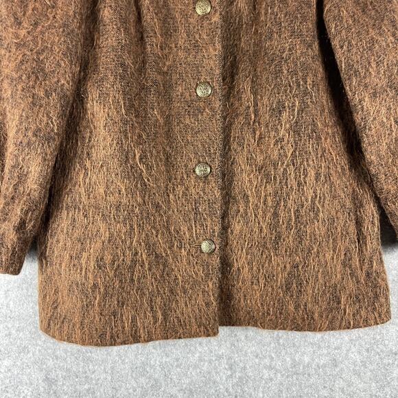 Vintage Jules Tournier Coat Jacket Womens 14 Brown Mohair Made In France 70s - Picture 3 of 16